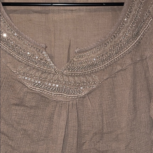 🩶 3/$15 🩶 Brown linen shirt - Picture 2 of 3